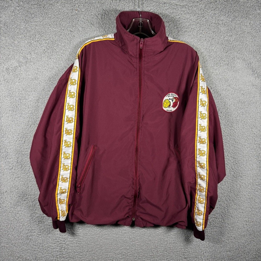 Vintage TruWest Long Beach Wilson Bruins Track Jacket Burgundy Mens Large USA